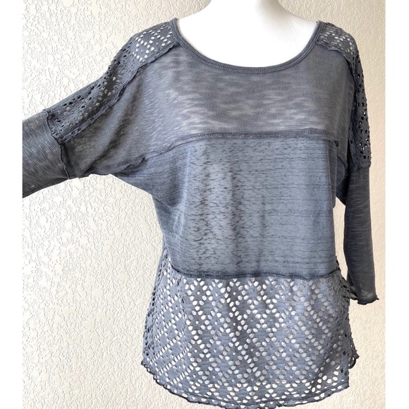 Wet Seal Dolman light knit shirt with lace detail - Picture 2 of 5